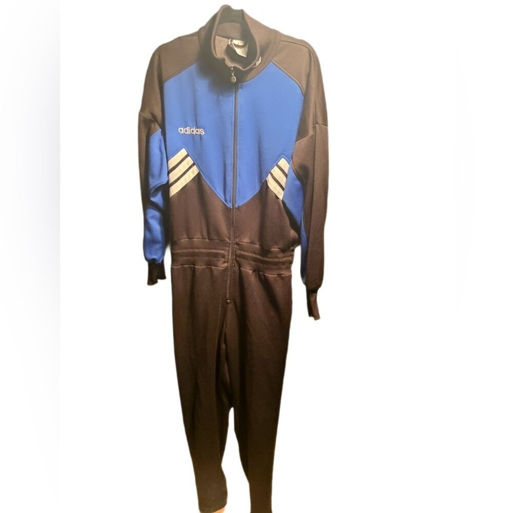 Vintage 80s adidas Blue & Black Boilersuit Dungarees | Unisex One-Piece L - Picture 2 of 6